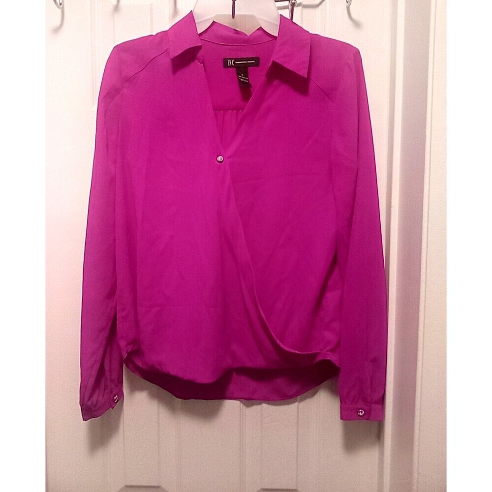 Inc International Concepts Women's Surplice Long Sleeve Pink Blouse Size 0